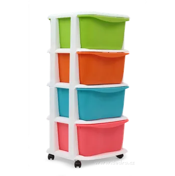 Úložný box Dedra Quatro se 4 boxy a kolečky plastový barevný