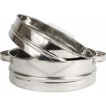 Cedník na med dvojitý rovný s oušky nerez