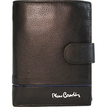 Peněženka Luxusní černá kožená peněženka Pierre Cardin 326A s modrým proužkem + RFID