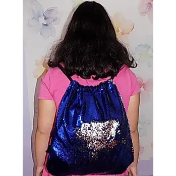 Kabelka Kabelka vak s flitry modrý - stříbrný (Vak na záda)