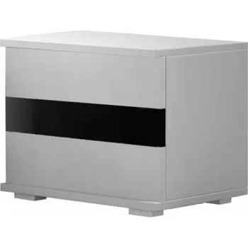Noční stolek Noční stolek LUCKA bílá / černý lesk DOPRODEJ*