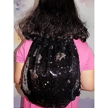 Kabelka Vak na záda s flitry černý-stříbrný