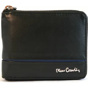 Peněženka Luxusní celozipová černá kožená peneněženka Pierre Cardin 8818 s modrým proužkem + RFID