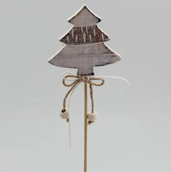 Vánoční dekorace Stromek zápich dřevo 7/28cm natural (HBK-54713.B)