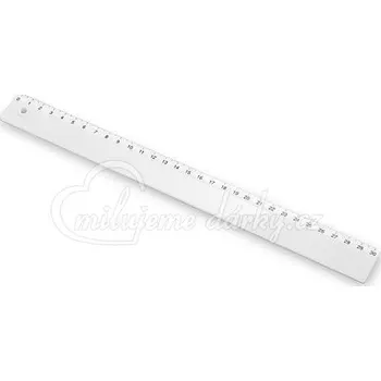 jednoduché bílé plastové pravítko 30 cm (minimální odběr 2 ks)