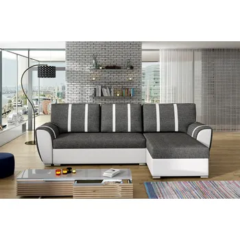 Sedací souprava Rozkládací rohová sedačka NAOMI černá-melír / bílá