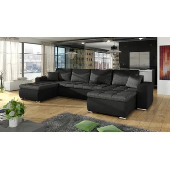 Sedací souprava Rozkládací rohová sedačka DANIELA U I černá melír / černá