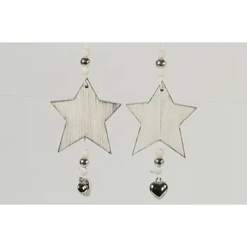 Vánoční dekorace Harasim velkoobchod s. r. o. Dřevěná závěsná dekorace 20 cm s/2 hvězda 2 ks