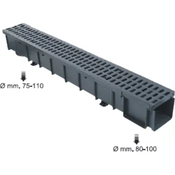 Odvodňovací žlab First plast, REFAX Liniový žlab s mříží plast 130*110*1000mm Odběr jednoho balení - 6 ks sleva 10%
