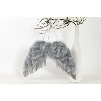 Vánoční dekorace Andělská křídla 40x30 cm - šedá