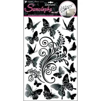 Samolepící dekorace Samolepky na zeď černošedí motýlci 10147 / Samolepicí pokojová dekorace Room Decor (60 x 32 cm)