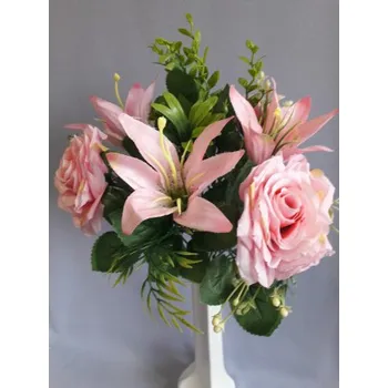 umělá květina Růže-lilie kytička/ růžová J161