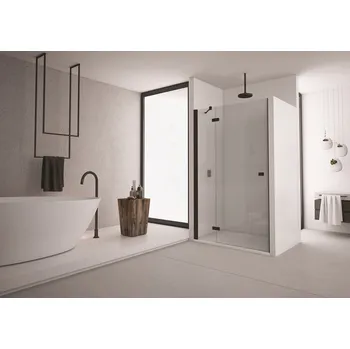 Sprchové dveře AN13 - dveře levé s pevnou stěnou v rovině 110 cm, profil černý AN13G11000607