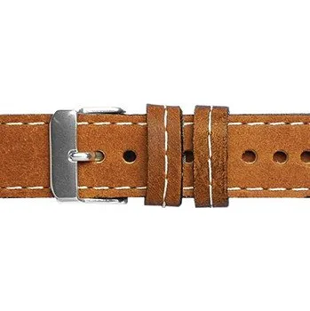 Řemínek na hodinky Kvalitní náhradní řemínek na hodinky Mavex H-5 F - světle hnědý, bíle prošívaný 22 mm