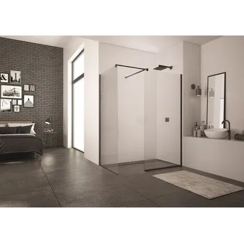 STR4P - pevná stěna samostatná s vyrovnávacím profilem 140 cm, profil černý STR4P1400607