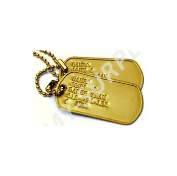 Vojenské psí známky ORIGINÁL USA Identifikační známky ID US Dog Tags originál zlatové - ražba ID známek