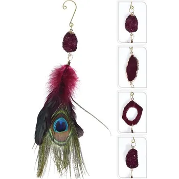 Vánoční dekorace Dekorace závěsná - Pírko 26 cm, mix / 1ks