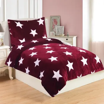 Povlečení JAHU Stars bordo 140 x 200, 70 x 90 cm zipový uzávěr