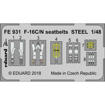 Plastikový model Eduard 1/48 F-16C/N seatbelts STEEL (TAMIYA)
