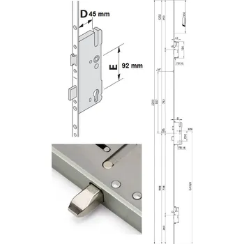 Dveřní kování Roto Zámek kolíkový 92 mm stříbrná
