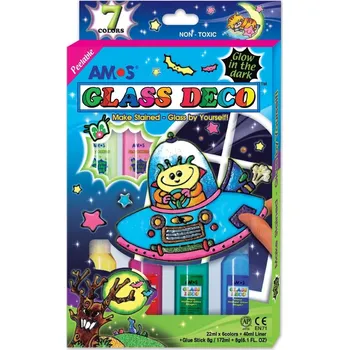 Speciální výtvarná barva Amos Barvy na sklo slupovací sada 6 x 22 ml