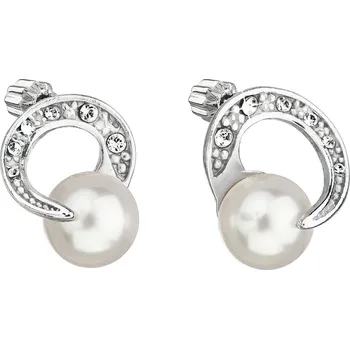 Náušnice Stříbrné náušnice pecky s krystaly Preciosa bílé kulaté 31239.1 crystal