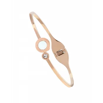 Náramek Dámský ocelový náramek Steel JGB3R o rozměrech 62X55mm IPRose s imitací slunečních hodin (náramek z chirurgické oceli s broušenými kameny)