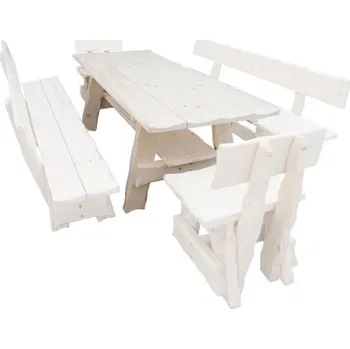 Postel ImportWorld Zahradní stůl smrk masiv Antonín v83 x š200 x h80 cm (Barva dřeva: Bělený + Lak)