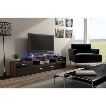 Jídelní stůl ImportWorld RTV stolek Evaristo, švestka/černý lesk