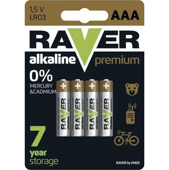 Článková baterie Baterie RAVER PREM LR03 (AAA) 4 kusy