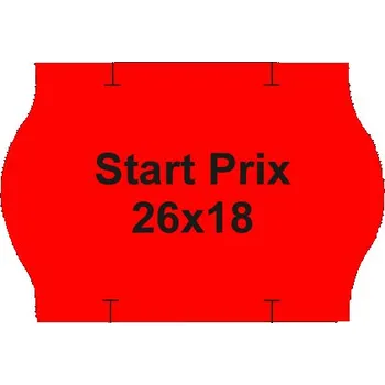 Samolepící etiketa Etikety cen. PRIX 26x18 oblé - 1000 etiket/kotouček, červené