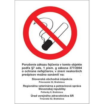 Samolepící etiketa Etikety Info - Zákaz kouření (Zz 377/2004) 185x131 mm
