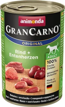 Krmivo pro psa Animonda GranCarno Adult Original konzerva hovězí/kachní srdce 6 x 400 g