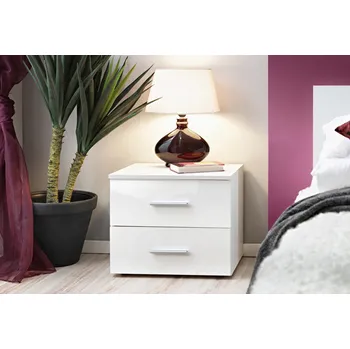 Jídelní stůl ImportWorld Noční stolek Mélaine, bílá matná/bílý lesk