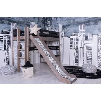 Postel DOMESTAV s.r.o. Horní spaní Bubliny nízké Materiál: Buk cink, Povrchová úprava: Přírodní provedení