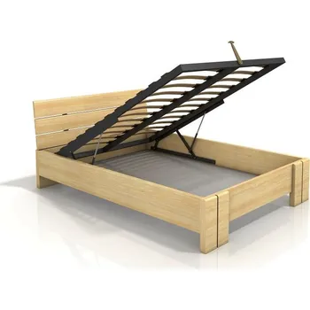 Postel ImportWorld Postel s úložným prostorem Gertrud High BC Long 160x220 cm, borovice masiv (Barva dřeva: Palisandr, Rošt varianta: Lamelový rošt)