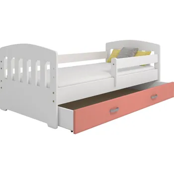 Postel ImportWorld Dětská postel Magdaléna 80x160 B6, bílá/růžová + rošt a matrace