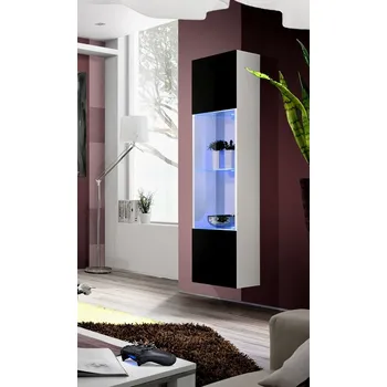 Obývací stěna ImportWorld Vitrína Macario 42, bílá matná/černý lesk