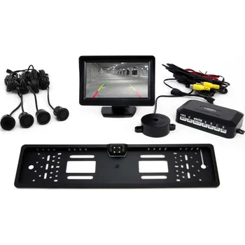 Parkovací asistent Parkovací asistent 4 černé senzory GOLD 18mm TFT 4.3 's kamerou 402 v registračním rámečku (30316)