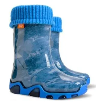 Chlapecké holínky Polsko Dětské holinky Stormer Lux Print 0032B zateplené- Riflové Velikosti 30/31