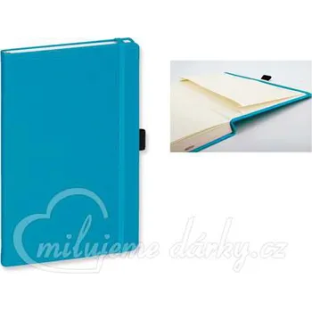 Poznámkový zápisník A5 s gumičkou a vlepenou kapsou, tyrkysově modrý