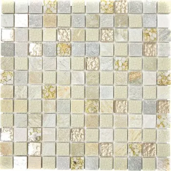 Obklad Skleněná mozaika s přírodním kamenem XCM CR27 vícebarevná 30x30 cm