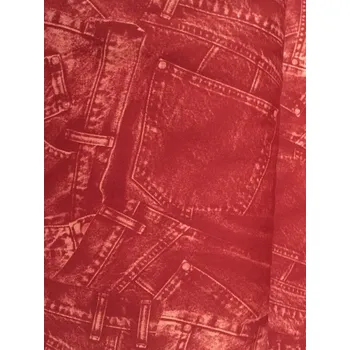 Riflovina s potiskem červená, Barva Červená, Materiál 98% Bavlna 2% Lycra