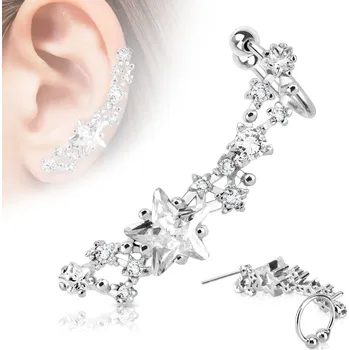 Náušnice Piercingate Náušnice - hvězdičky NAU00959 - Barva/Motiv: Čirá, Varianta: Pravé ucho