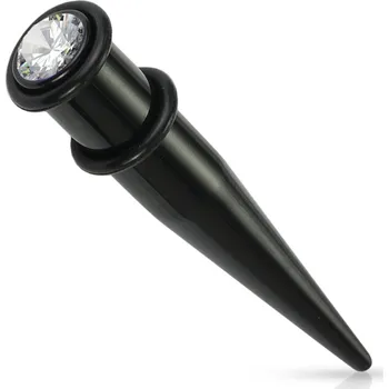 Piercing Piercingate Roztahovák do ucha s kamínkem PTP00253 - Barva/Motiv: Černá/Čirá, Průměr Tunely, plugy, roztahováky: 10 mm