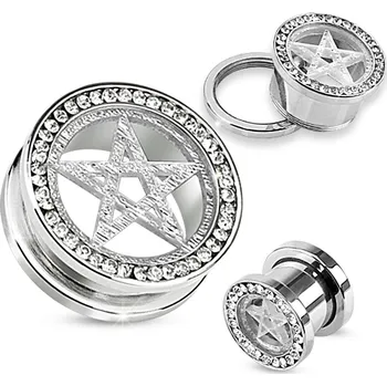 Piercing Piercingate Tunel do ucha ozdobený kamínky - PTP00226 - Barva/Motiv: Čirá, Průměr Tunely, plugy, roztahováky: 16 mm