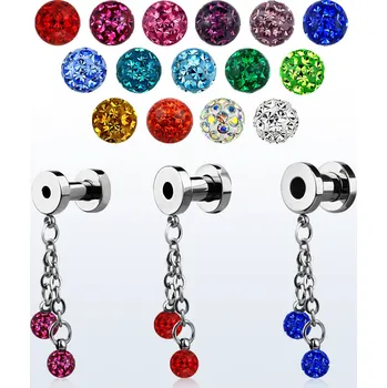 Piercing Piercingate Tunel do ucha s krystalovými kuličkami PTP00205 - Barva/Motiv: Růžová, Průměr Tunely, plugy, roztahováky: 5 mm