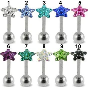 Piercing Piercingate Piercing do jazyka PCI00087 - Barva/Motiv: Růžová, Délka tyčky: 16 mm, Kuličky: 5 mm, Průměr tyčky: 1,6 mm