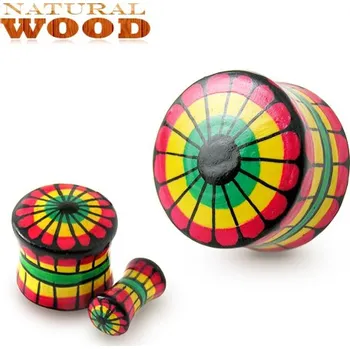 Piercing Piercingate Plug do ucha - rasta motiv PTP00002 - Průměr Tunely, plugy, roztahováky: 16 mm