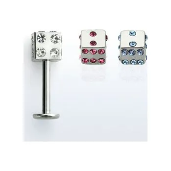 Piercing Piercingate Labreta - hrací kostka s kamínky PLA00194 - Barva/Motiv: Modrá